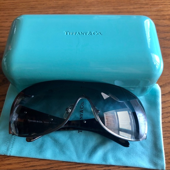 TIFFANY & CO Embellished Black Shield Sunglasses - Picture 5 of 10
